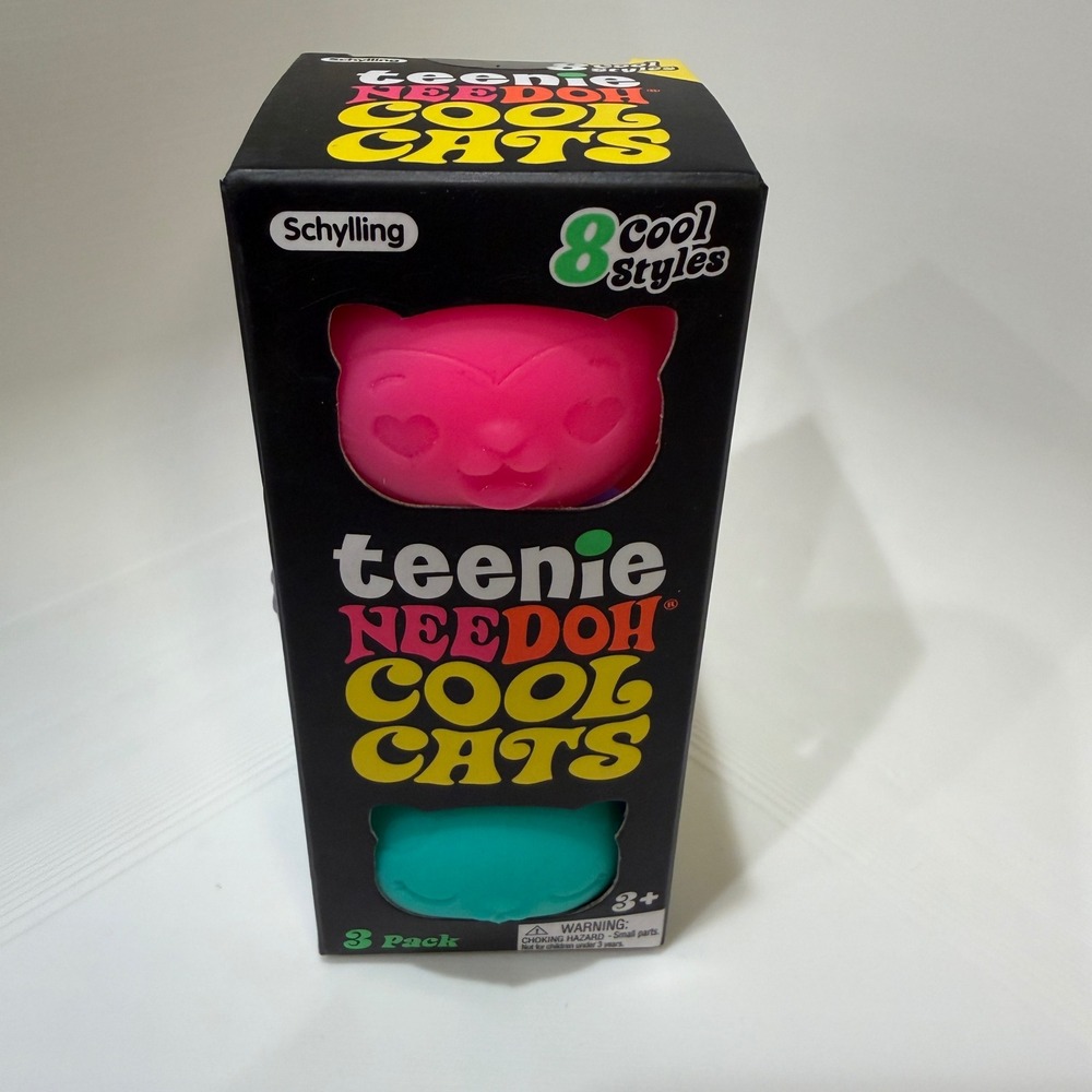 Schylling Teenie NeeDoh Cool Cats 3 Pack Sensory Squish Toys New